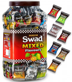 Swad Mixed Chocolate Candy Jar Meetha Pan, Imli, Coffee,Kacha Aam, Orange 150Pcs (Free Shipping World)
