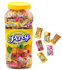 Percy Mix Fruits Toffee Assorted Chocolate Mango, Orange, Pan, Cola, Lichi Candy Jar 350 Candies 875 g (Free Shipping World)
