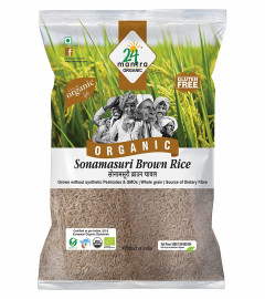 24 Mantra Organic Sonamasuri Unpolished Brown Rice Chawal 1 KG (Free Shipping World)
