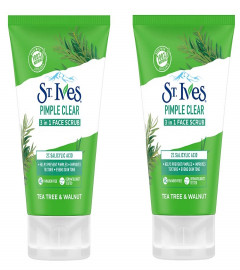 St. Ives Tea Tree & Walnut Pimple Clear 3 in 1 Face Scrub 80 gm (Pack of 2) Free Shipping worldwide