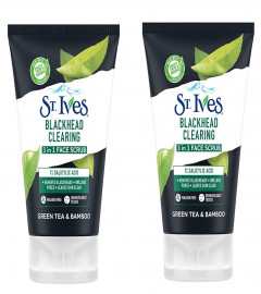 St Ives Green Tea & Bamboo Blackhead Clearing 3 in 1 Face Scrub 80 gm (Pack of 2) Free Shipping worldwide