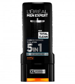 L'Oreal Paris Men's Expert Total Clean Carbon 5 In 1 Shower Gel 300 ml ( Free Shipping World)