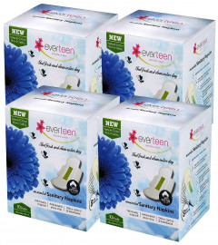 Everteen natural Cotton unscented ultra thin sanitary napkins 10 Piece (Pack of 4)