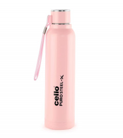 Cello Puro Steel-X Benz Stainless Steel Water Bottle with Inner Steel and Outer Plastic , 900 ml (Pink)- free shipping