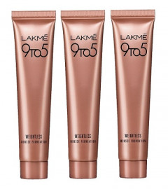 Lakmé 9 To 5 Weightless Mousse Foundation, Rose Ivory, 6g Matte Finish (pack of 3)
