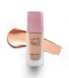 Lakmé 9 To 5 Primer + Matte Perfect Cover Liquid Foundation, C100 Cool Ivory, 25ml, Matte Finish (free shipping)