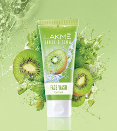 LAKMÉ Blush & Glow Kiwi Refreshing Gel Face Wash, 100g with 100% Natural Fruit for Glowing Skin Daily Gentle Exfoliating Facial Cleanser (pack of 2)