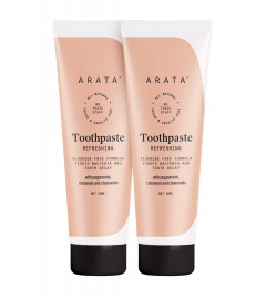 Arata Natural Refreshing Toothpaste With Peppermint, Cinnamon & Chamomile, (Pack of 2) - 50 ML each