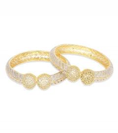 cubic zirconia Studded Two Tone Plated American Diamond Beautiful Bangles Set For Women Free Delivery Worldwide