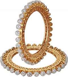 Handmade Gold Plated Traditional  Studded  CZ Diamond Bangles Pacheli kada for Women