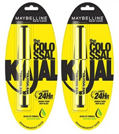 Maybelline New York Kajal - Twin Pack, 0,35g + 0.35g, Intense Colour, Waterproof, Long lasting 24Hrs Stay, Colossal Kajal (pack of 2)
