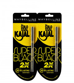Maybelline New York Colossal Kajal, Super Black, Intense Colour, Sharp Definition, Long-lasting, 0.35g (Pack of 2)