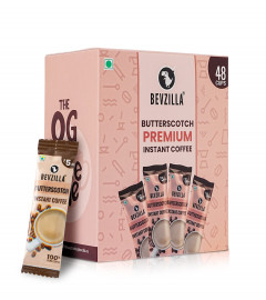 Bevzilla Instant Coffee Powder - 48 Sachets (Butterscotch)| Hot & Cold Coffee