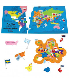 Mapology World with Flags & Capitals, with Country Shaped Pieces, Age 5 Years (free shipping)