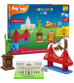Imagimake Mapology Monuments of USA - Construction Set - Make 10 Monuments - Educational Toy for Boys and Girls Above 5 Years Multicolor