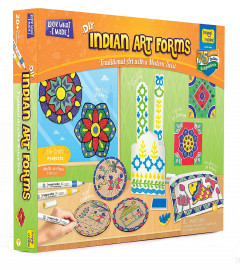 Imagimake Indian Art Forms-Arts and Crafts for Kids Ages 8-12, Learn 5 Indian Art Forms-Madhubani, Warli, Lippan, Mandala & Block Printing Arts, DIY Craft Kit for Girls & Boys- Gift for Kids
