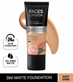 FACESCANADA Hydra Matte 3-in-1 Foundation - Soft Sand  25 ml (Pack Of 2)