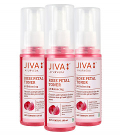 Jiva Rose Petal Water - Pure Gulab Jal - 100 ml - Pack of 3 (free shipping)