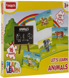 Funskool Play & Learn-Animals,Educational,16 Pieces,Puzzle,for 3 Year Old Kids and Above,Toy