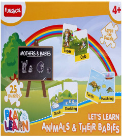 Funskool Play & Learn-Animals & Their Babies,Educational,25 Pieces,Puzzle,for 4 Year Old Kids and Above,Toy