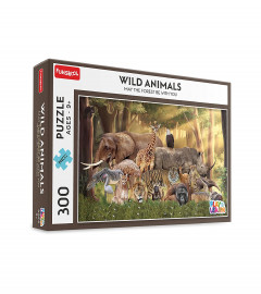 Funskool-Wild Animals, Play & Learn Educational Puzzle Game,300 Pieces, Puzzle for 9 Year Old Kids & Adults,Toy for improving Memory & Problem Solving