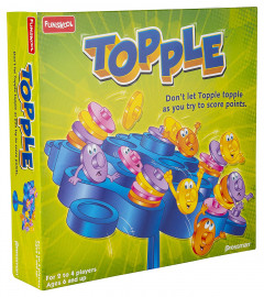 Funskool Games - Topple, Strategy balancing and skill game, Stack 5 in a row, For Kids & Family, 2 - 4 players, 6 & above - Multicolor