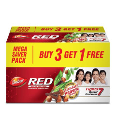 Dabur Red Toothpaste - 600g (150g x 4) World's No.1 Ayurvedic Paste Provides Germ, Free shipping