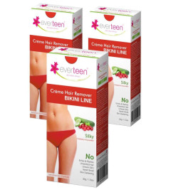 everteen SILKY Hair Removal Cream with Cranberry and Cucumber for Bikini Line & Underarms in Women and Girls | No Harsh Smell, Skin Darkening or Rashes | 3 Pack 50 gm Each with Spatula and Coin Tissues