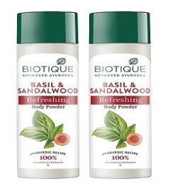 Biotique Bio Basil and Sandalwood Refreshing Body Powder, Pack of 150g x 2 pack