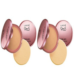 Lakme 9 to 5 Primer with Matte Powder Foundation Compact, Silky Golden, 9g (Pack of 2)