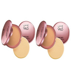 Lakme 9 to 5 Primer with Matte Powder Foundation Compact, Rose Silk, 9g (pack of 2)