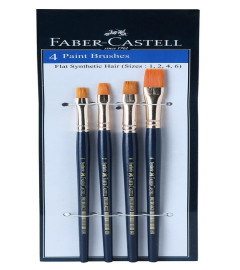 Faber-Castell Synthetic Hair Flat Assorted Paint Brush, Set of 4 Navy Blue (2 PACK)