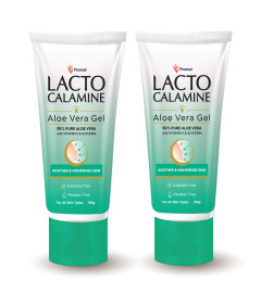 Lacto Calamine Aloe Vera Gel with 99% Pure Natural Aloe Vera, Vitamin E and Glycerin, No Parabens, No Sulphates (150 g) - Pack of 2