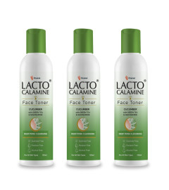 Lacto Calamine Cucumber Face Toner with Green Tea & Niacinamide for cool and hydrated skin. Tightens pores & evens skin tone. Suitable for Oily and Acne prone skin. No Parabens, No Sulphate, No Alcohol - 120 ml x Pack of 3