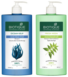 Biotique Bio Protein Shampoo For Falling Hair & Bio Neem Margosa Anti Dandruff Conditioner, 650ml