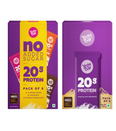 Yogabar Protein Bar Variety Box - 6 x 60 g (Box of 6 bars) and Baked Brownie Protein Bar- 6 x 60 g (Box of 6 bars)