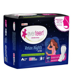 everteen XXL Relax Nights Ultra Thin Sanitary Pads with Neem and Safflower 40 Pads (Fs)