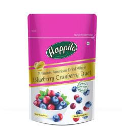 Happilo Premium American Dried Whole Blueberry Cranberry Duet 200 g Pack | Dried Cranberries & Blueberries Mix | 100% Organic Natural Real Dried Berries | Low Calorie Snack . (Free Shipping)
