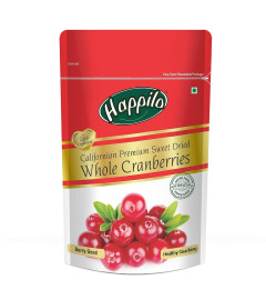 Happilo Premium Californian Dried and Sweet Whole Cranberries, 200g | Real Dried Fruit | No Fat and Low Calories | High Antioxidants, Dietary Fiber & No Gluten . (Free Shipping)