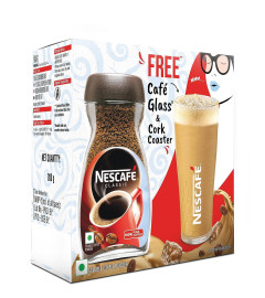 NESCAFÉ Classic Instant Coffee 200g Jar with Free Café Glass & Cork Coaster | 100% Pure, Natural Coffee Powder | Rich & Creamy Taste. (Free Shipping)