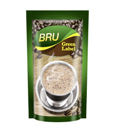 BRU Green Label Filter Coffee Powder 500 g Pouch, Lightly Roasted Ground Coffee Beans from South India - Rich & Strong Blend of Coffee & Chicory. (Free Shipping)