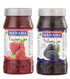 Manama Raspberry Fruit Jam and Mulberry Fruit Jam, 500GMS Each, Pack of 2(Free Shipping)