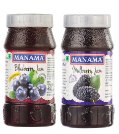 Manama Blueberry Fruit Jam and Mulberry Fruit Jam, 500GMS Each, Pack of 2(Free Shipping)