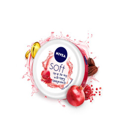 NIVEA Soft Light Moisturizer 200ml | Peppy Pomegranate | For Face, Hand & Body, Instant Hydration | Non-Greasy Cream | With Vitamin E & Jojoba Oil | All Skin Types ( Free Shipping )