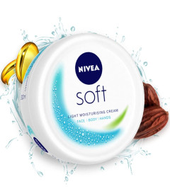 Nivea Soft Light Moisturizer For Face, Hand & Body, Instant Hydration, Non-Greasy Cream With Vitamin E & Jojoba Oil, 50ml ( Free Shipping )