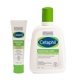 Cetaphil Moisturizing Lotion For Sensitive Or Dry Skin 250 ml and Moisturising Cream 80g Combo ( Free Shipping )