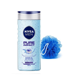 NIVEA Men Pure Impact Shower Gel, 250ml With Free Loofah ( Free Shipping )