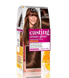 L'Oreal Paris Semi-Permanent Hair Colour, Ammonia-Free Formula & Honey-Infused Conditioner, Glossy Finish, Casting Creme Gloss, Dark Brown 400, 87.5g+72ml ( Free Shipping )