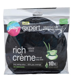 Godrej Expert Rich Creme Hair Colour Cream, Shade 1.00 Natural Black, 40ml ( Free Shipping )