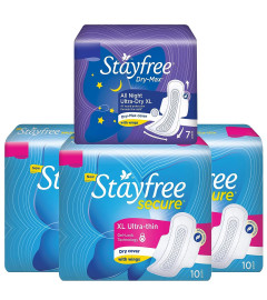 Stayfree Secure XL Ultra Thin Sanitary Napkins with Wings , Extra Large (30 30 Pads with 7 All Nights Free)(Free Shippng)